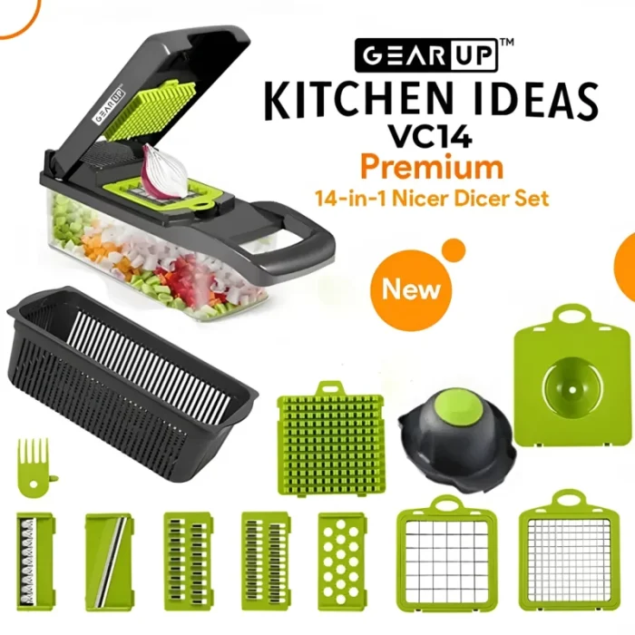 GearUP VC14 Premium 14-in-1 Vegetable and Fruits Multifuction Cutting Slicer Kitchen Tools - Image 1