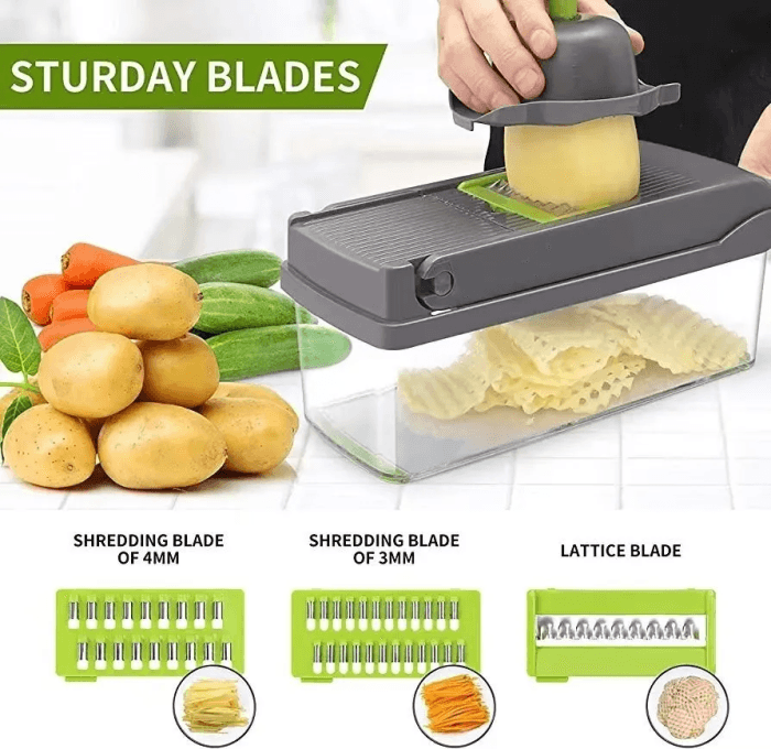 GearUP VC14 Premium 14-in-1 Vegetable and Fruits Multifuction Cutting Slicer Kitchen Tools - Image 4